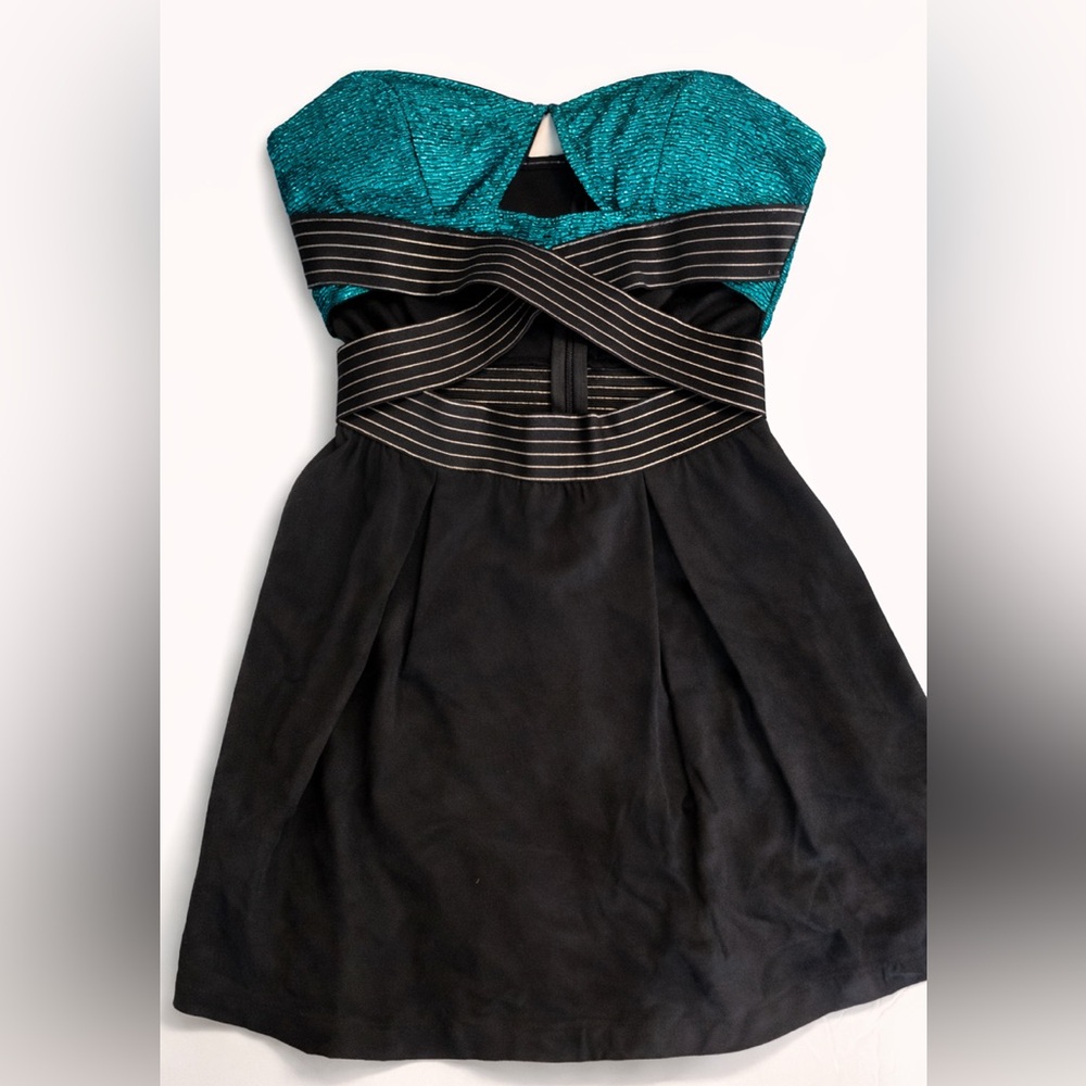 Oh My Julian Strapless Black and Teal Dress
